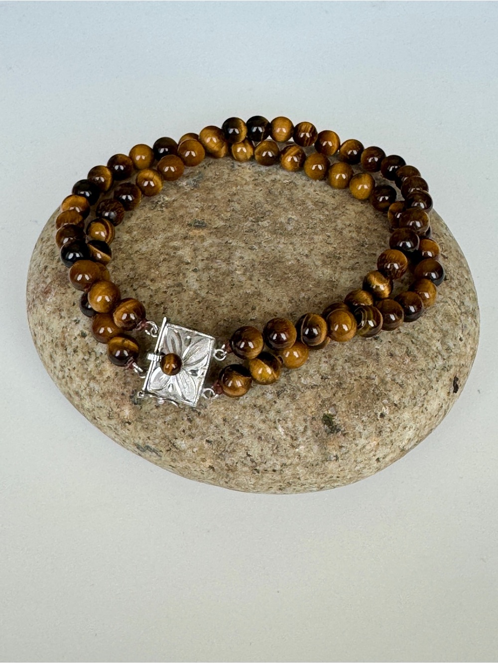 Unisex Tiger’s Eye Double Stand Bracelet-8.5” long